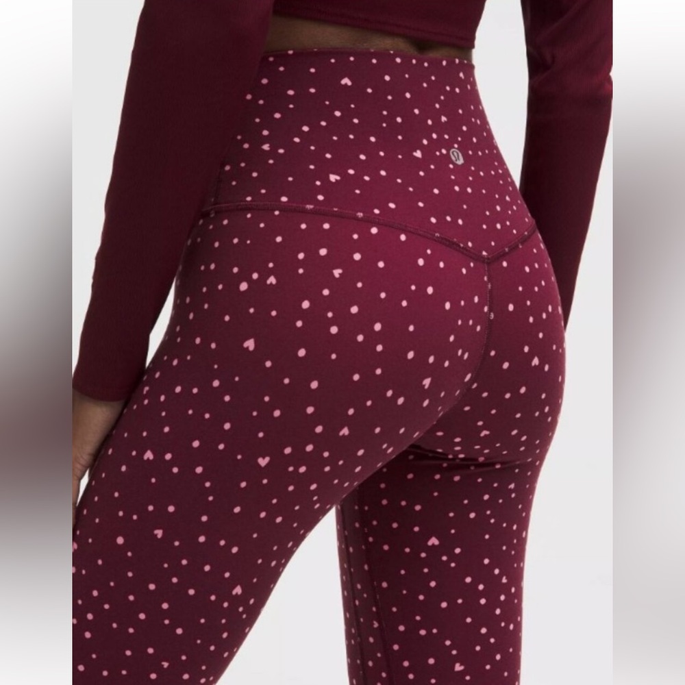 NWT Lululemon Align No Line HR Pants 25'' Heart Scatter Dot Burgundy